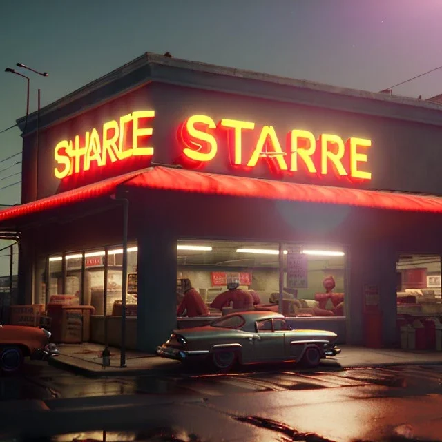 Ultra Realistic retro sci-fi afire Supermarket parking scene, 1960 year, many people running. blonde woman, sweet scarlet Johansson face, perfect iris, glow eyes, face makeup, tight latex coat; many panic people, Retro sci-fi style, soft color, highly detailed, unreal engine 5, ray tracing, RTX, lumen lighting, ultra detail, volumetric lighting, 3d, finely drawn, high definition, high resolution.