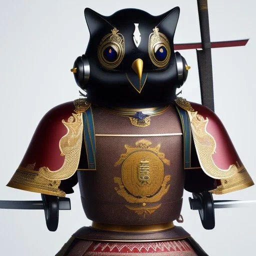 beautiful smooth realistic Japanese samurai crow robot body, run, cat aye, extremely sharp detail, finely tuned detail, ultra high definition, 8 k, unreal engine 5, ultra sharp focus, accurate sword wings, on dark cosmos background