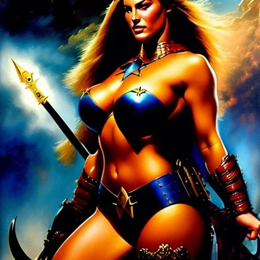 portrait oil on canvas,beautiful busty Female Warrior, minimal armor,comic book cover, mystical colors,insanely detailed,realistic,intrincate detail, 16k resolution, masterpiece,Simon Bisley,Frank Frazetta,Alex Horley,ARTHUR ADAMS