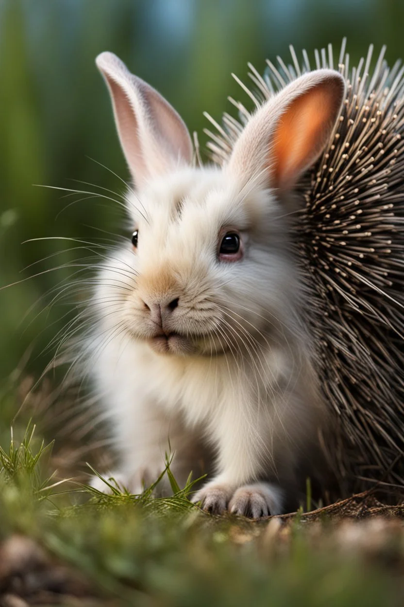 Cute bunny mixed with a porcupine