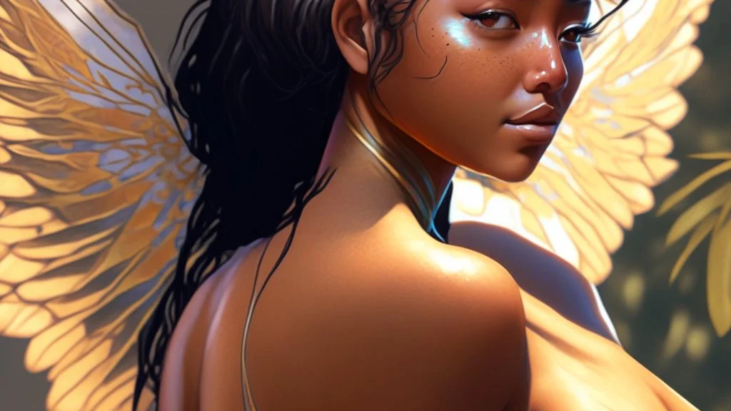 beautyfull asiatic woman, art by kiera malone , concept art modern photorealistic, in the style of , Artstation, sunlight, Unreal Engine sharp fine details trending on artstation reflections 4k ultra realistic post-processing A detailed illustration of a beautiful young female human with growing out of her back. Her skin, hair and face are all made of paint. Her wings are spread. Front view. Highly detailed flawless facial features and eyes. Abstract Oil painting splash art. White ba