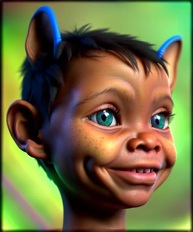 Neytiri toddler, smile, full body, dramatic lighting, hyper realistic