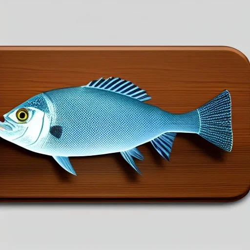 3d icon, cute tilapia fish over kitchen cutting board, shiny object, graphic design, unreal engine