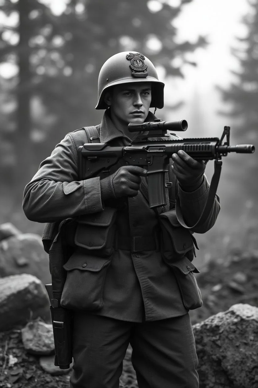 elite gun soldier in 1950 concept