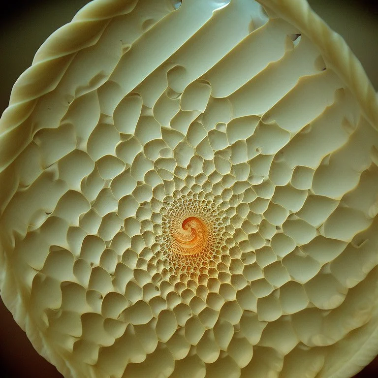 finely geometrical fractal shell, nautilus regular logarithmic spiral geometrically developed fibonacci, translucent, parametric architecture grasshopper, in the golden hour time greek island --v 5 --ar 5:8**