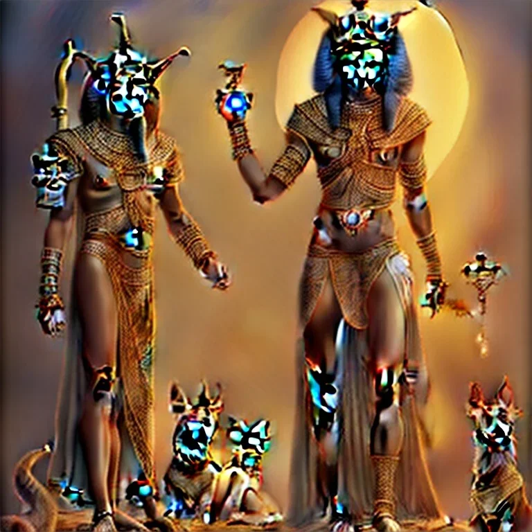 A magic door opening to Anubis with woman, high quality, high details , hd, hyper realistic, magic style ,