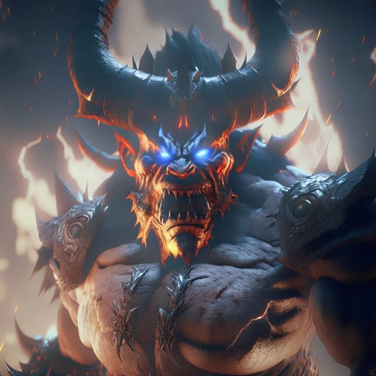 giant thunder demon lord, unreal engine 5, 8k resolution, photorealistic, ultra detailed