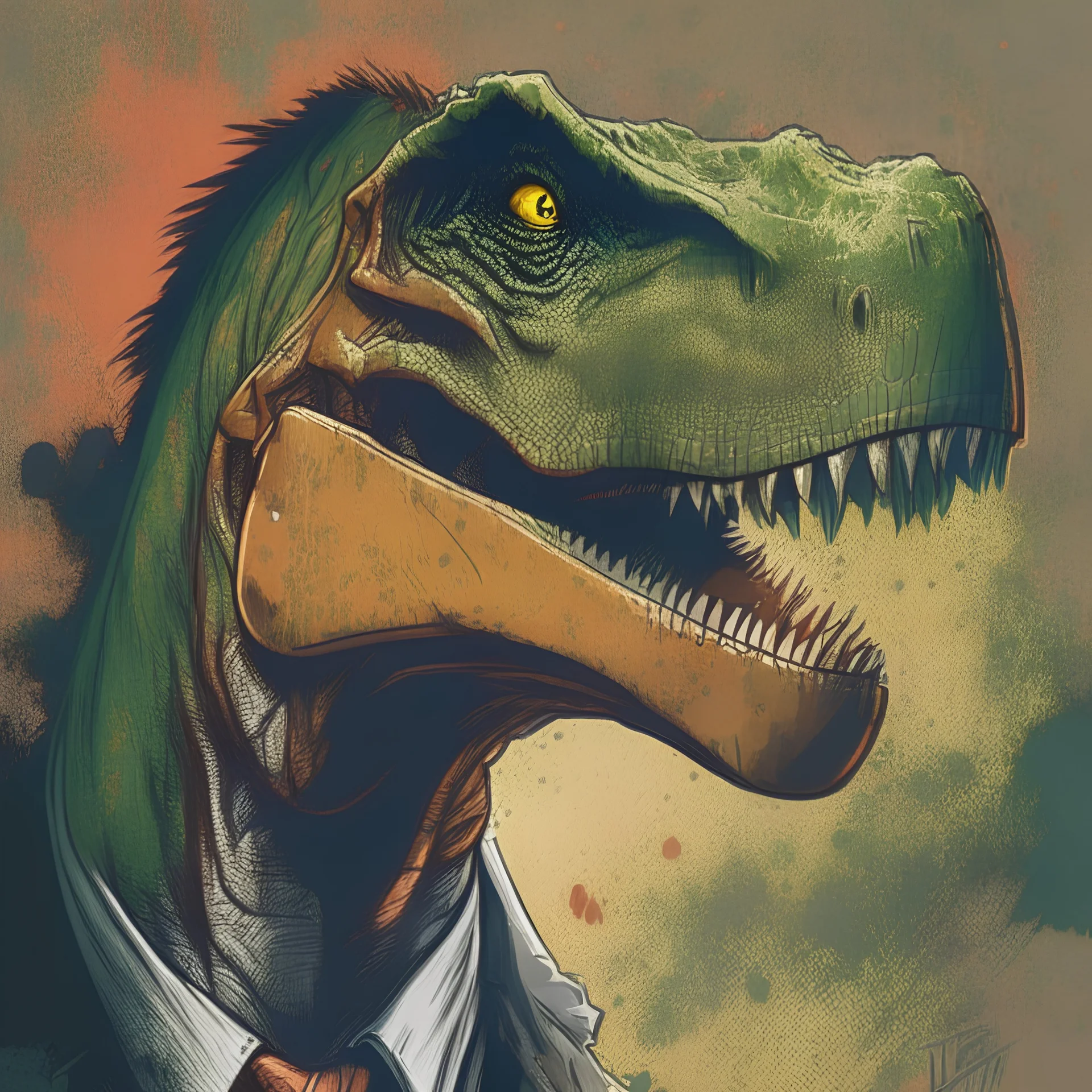 Dinosaur, T-rex, Comic style, portrait