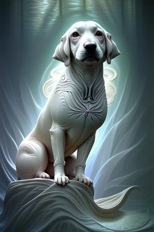 Half-fish half-Dog, high-quality, fine-detail beautiful, breath-taking stunning, 8k resolution, intricate, digital art, detailed matte, volumetric lighting, George Grie, Anne Dittman, Anne Stokes, Lisa Parker, Selina French, Alphonse Mucha Generate Similar