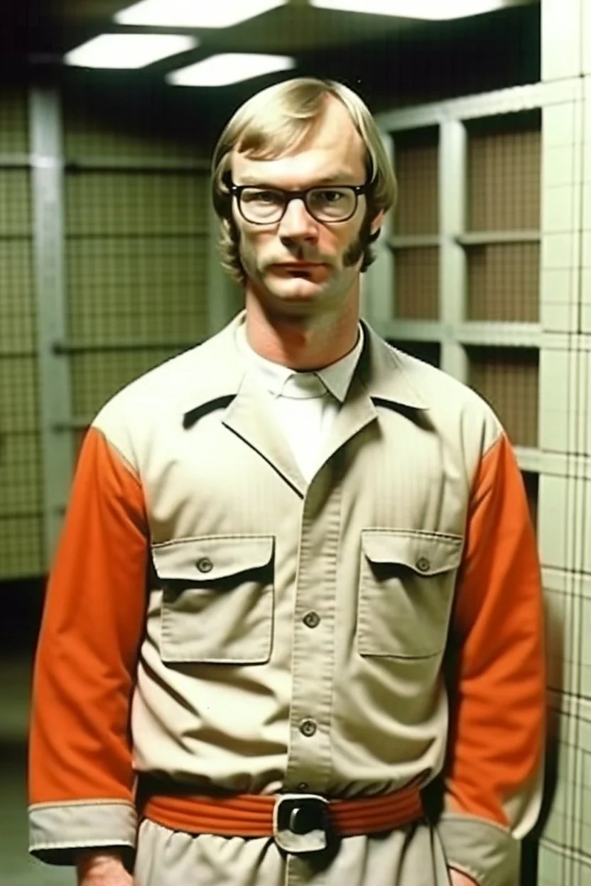 Jeffrey Dahmer with prison uniform in jail