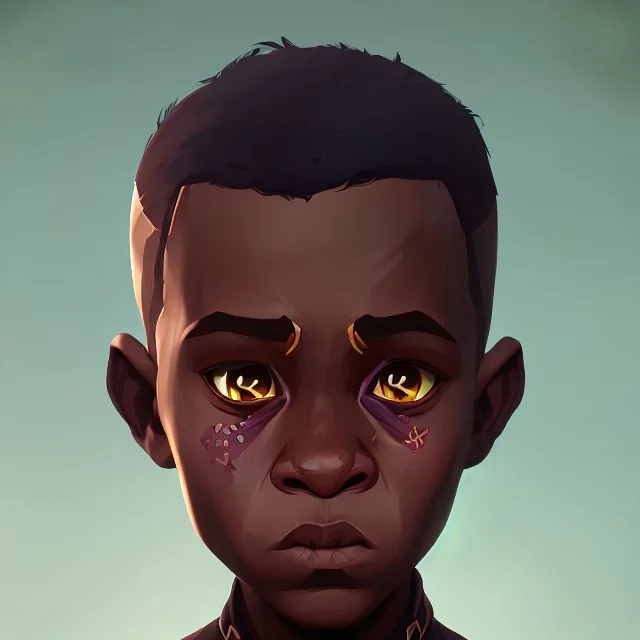 Portrait of a sweet dark skinned toddler warlock boy with dark hair