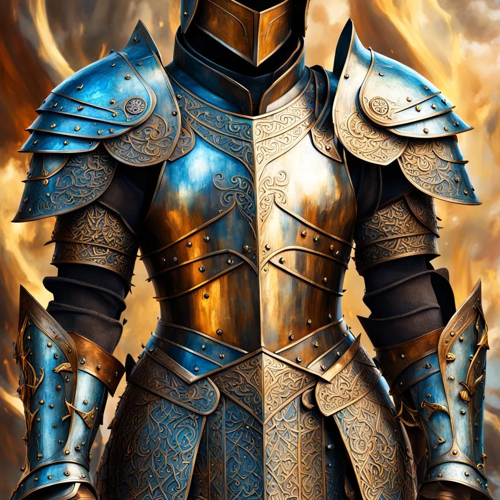 Closeup of an old, lightweight Mithril-Armor on an armor stand. No detailed background.Magical. Epic. Dramatic, highly detailed, digital painting, masterpiece