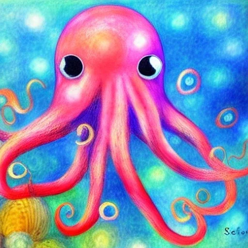 beautiful mystical underwater octopus, seashell, fish, high quality, acrylic paints, pastel colors, by Renoir