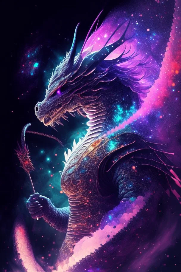 Fierce Magical dragon in space