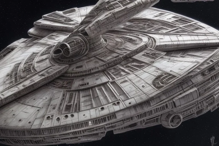 millenium falcon painted by hr giger