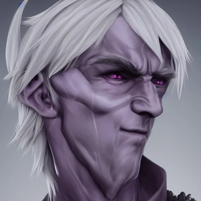 Dark Elf Male White Hair Lavendar Eyes