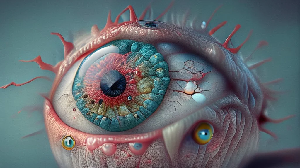 eyeball with herpes photorealistic