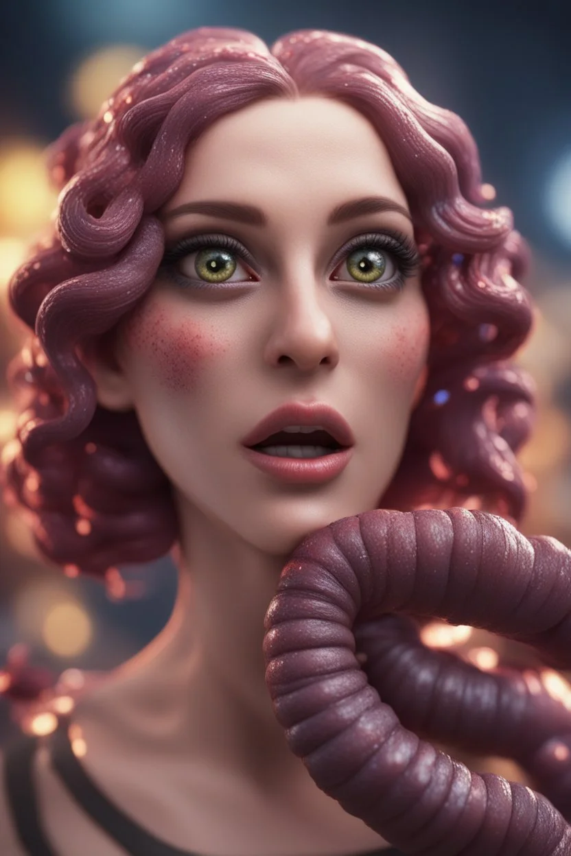 female worms from worms armageddon wearing makeup, bokeh like f/0.8, tilt-shift lens 8k, high detail, smooth render, down-light, unreal engine, prize winning