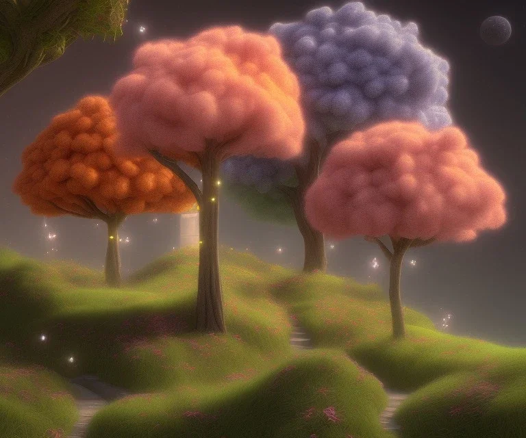 fantasy fairy peach trees light