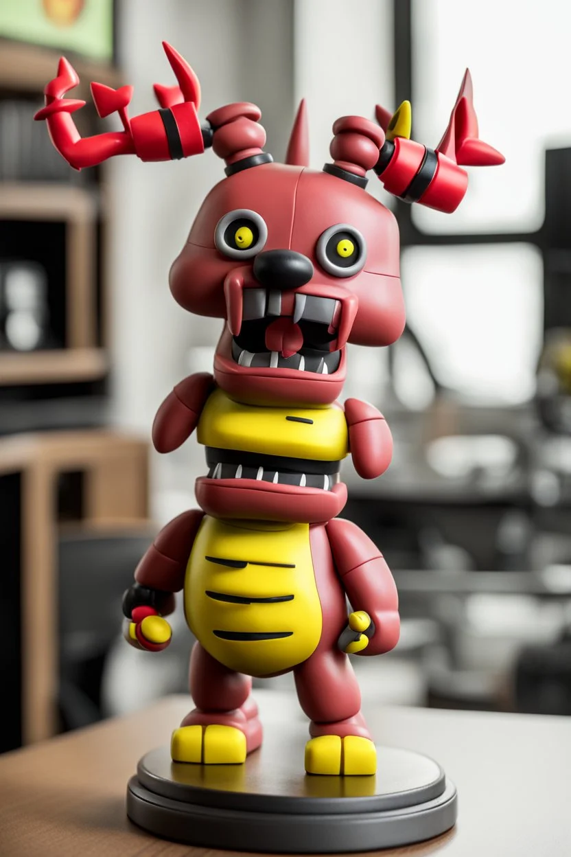 3d plastic figurine of Electrobab from five nights at Freddy's - on a stand