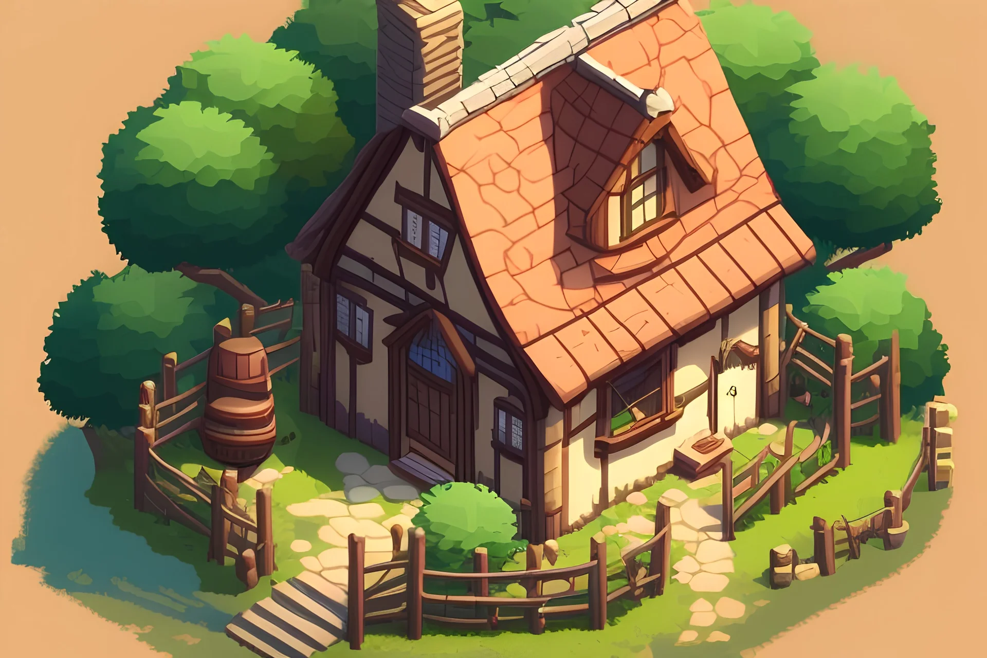 make this house simpler, in a 2D game style