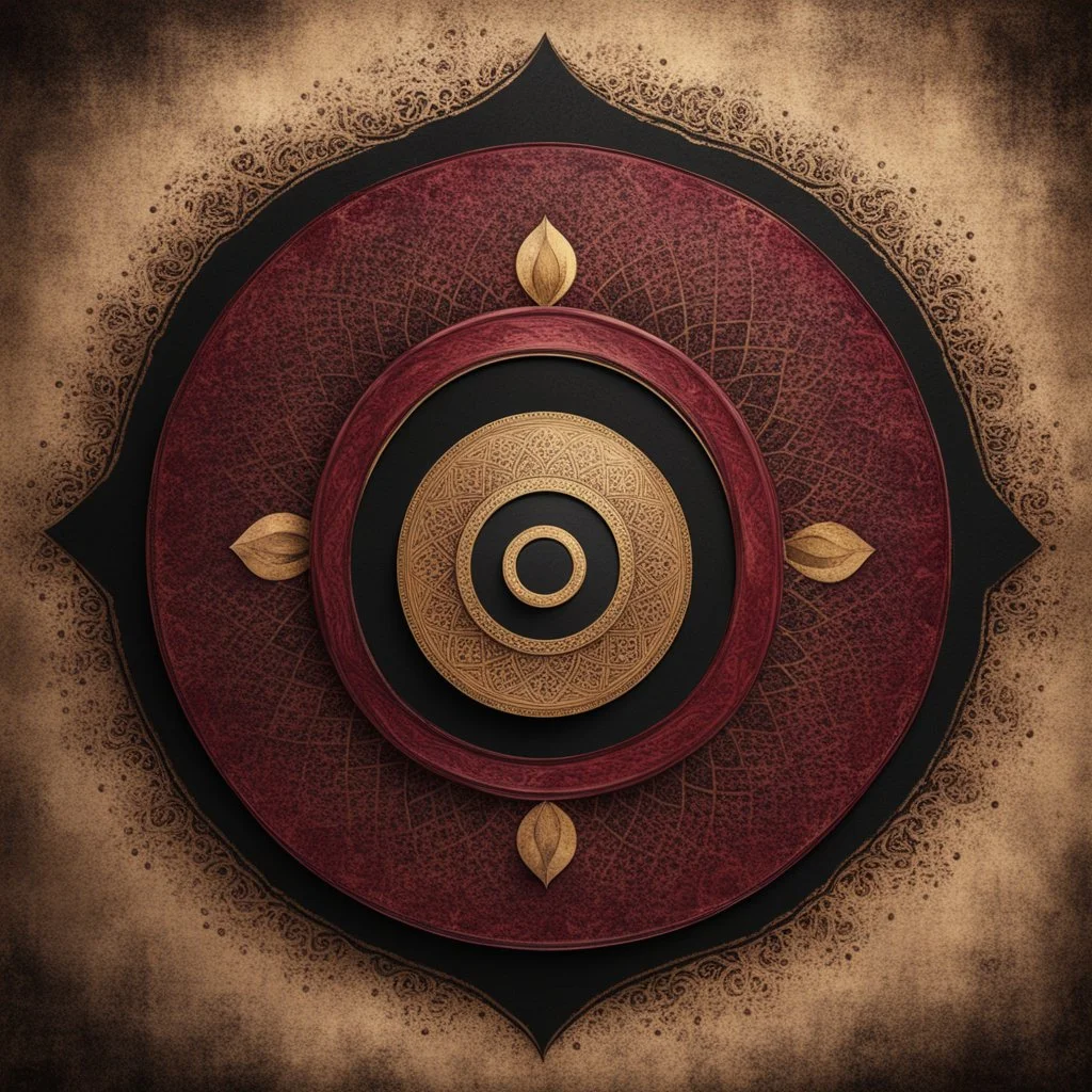 Hyper Realistic Darvesh Whirling Black, Golden & Maroon Islamic Sufi Rustic Grungy Background & vignette effect