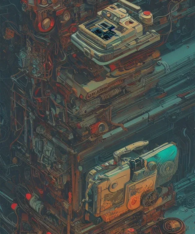 Camera., concept art, hyper detailed, asaf hanuka, dan mumford, kilian eng, post-apocalyptic, oil on canvas