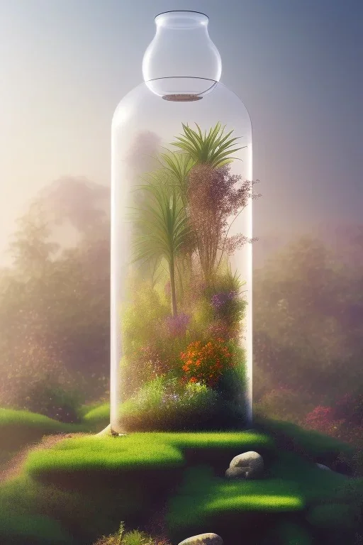 matte painting a glass jar terrarium filled with plants,concept art, digital art, sharp focus, trending on art station, illustration,digital painting ,