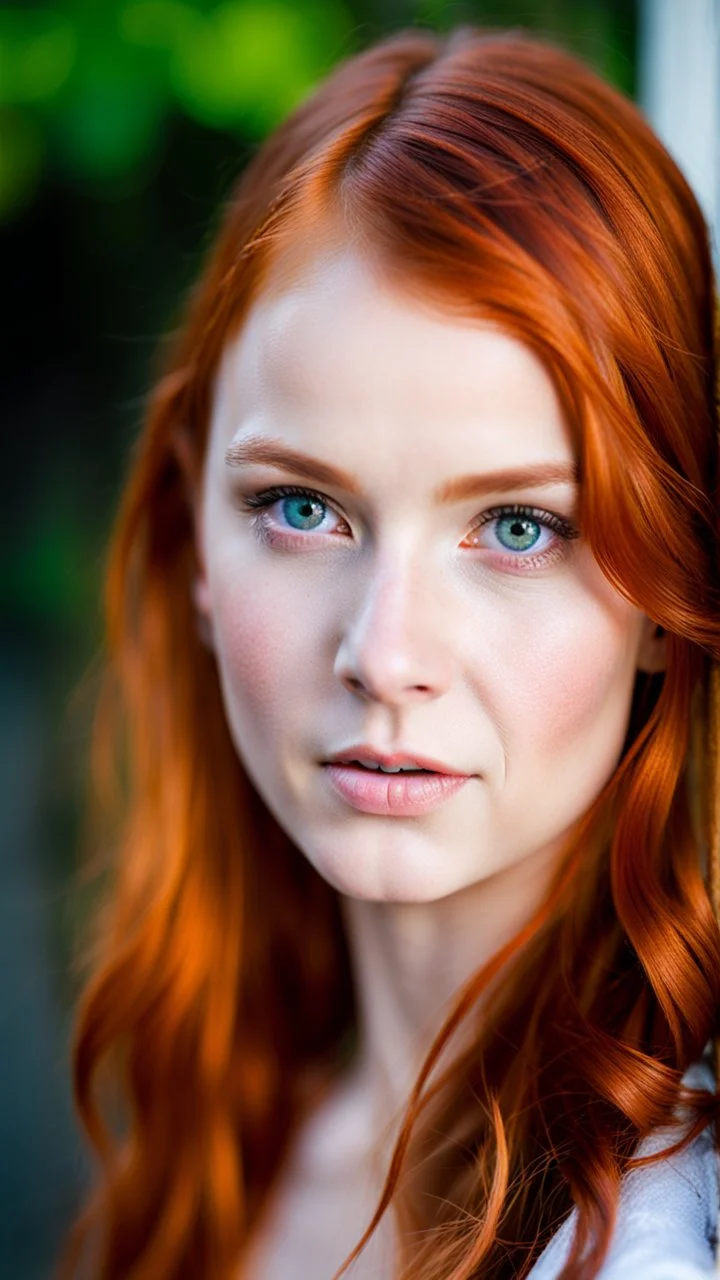 portrait of a pretty young red head with heterochromia