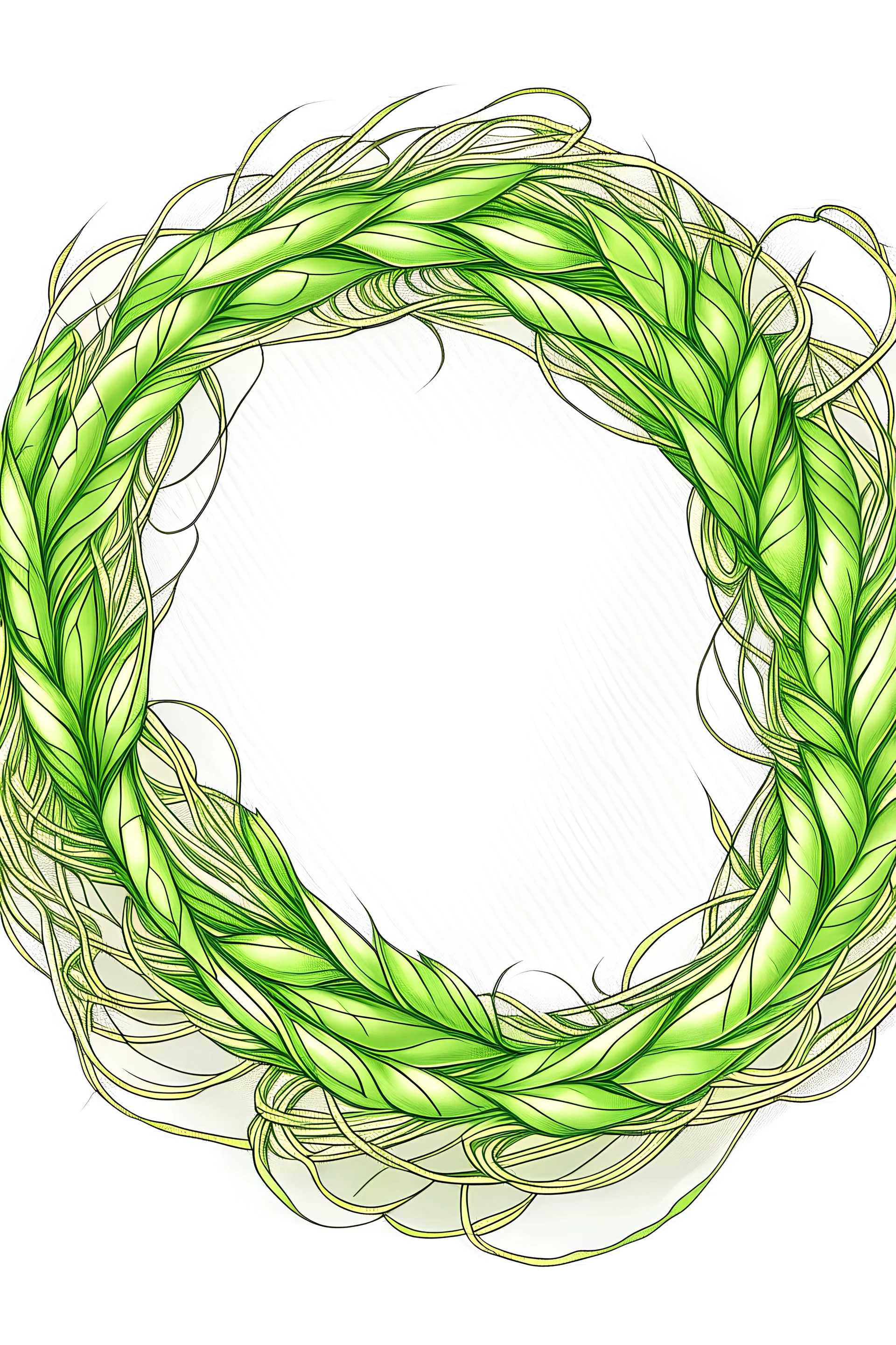 a full drawing of a braided circle of sweet grass