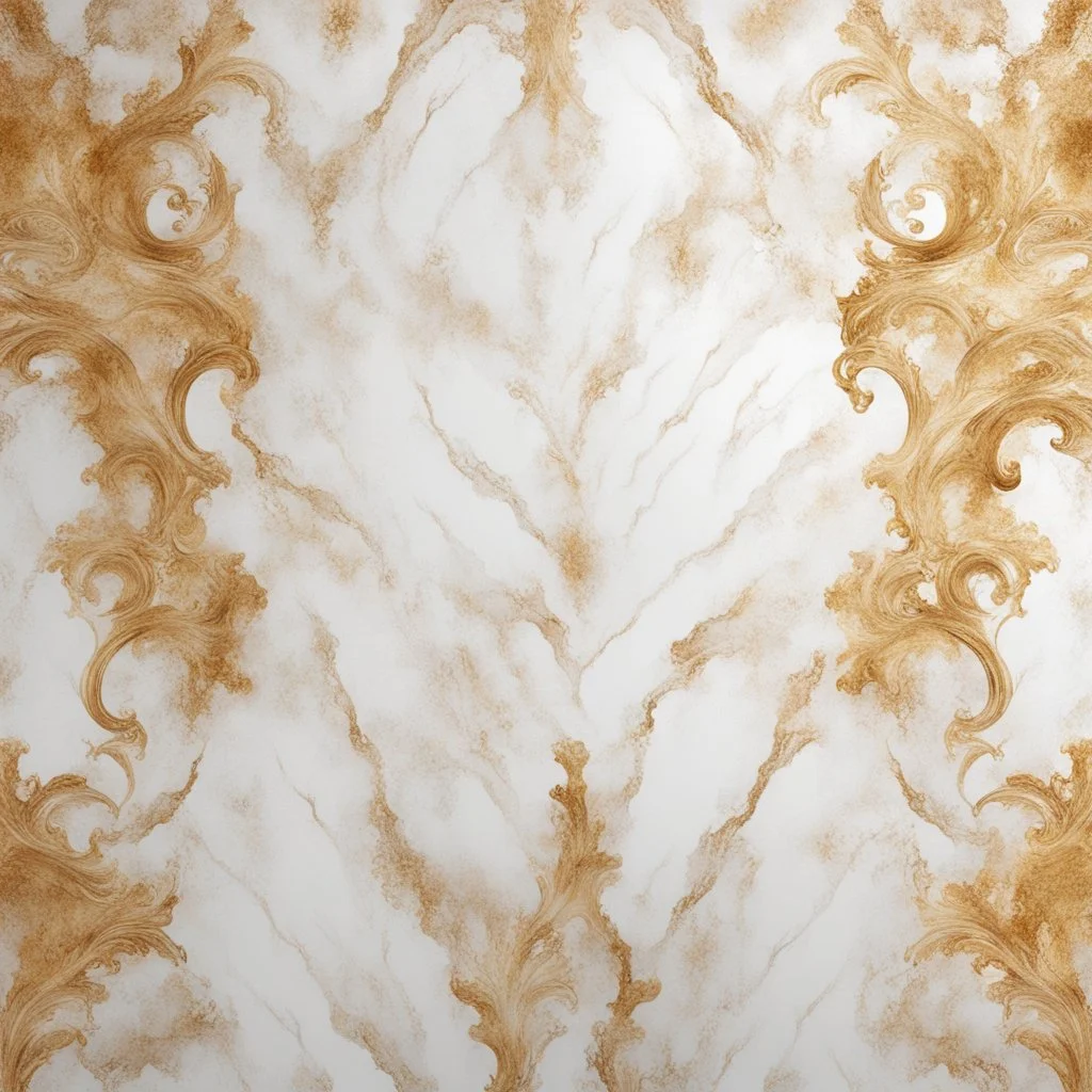 Hyper Realistic golden & white marble & damask texture with rustic background & vignette effect