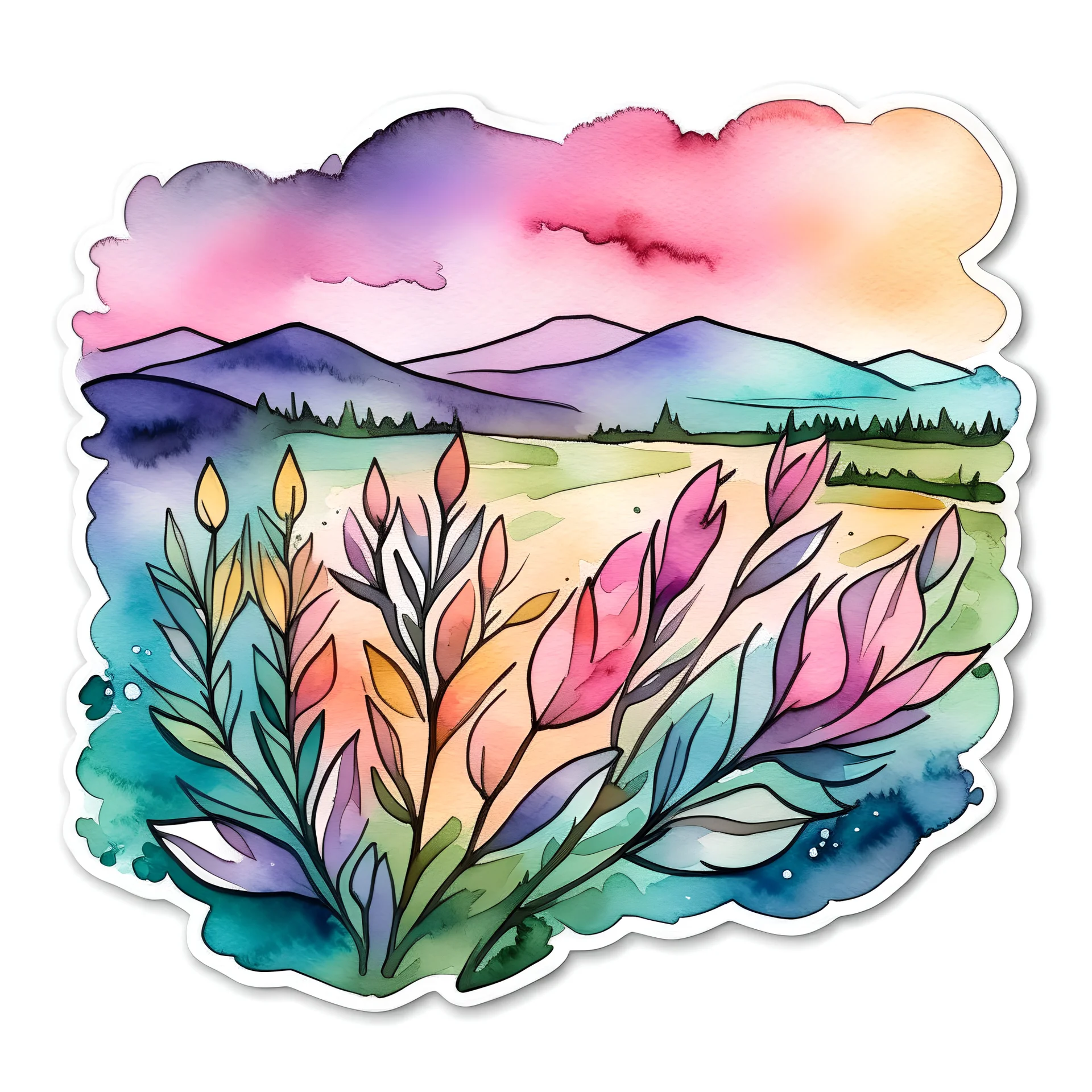 Heather sticker watercolor style