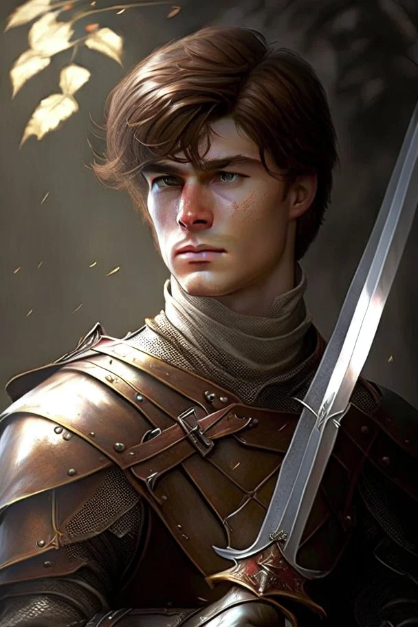 noble swordman short brown hair