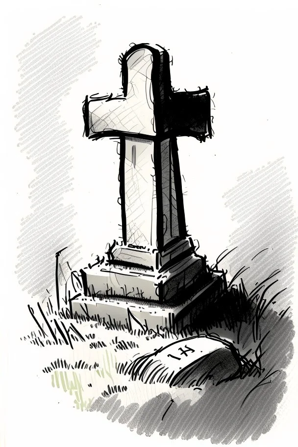 Small rough sketch of a Grave , square tombstone