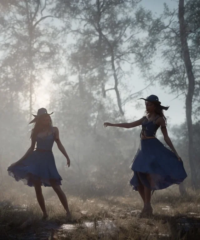 young beautifil witches dancing