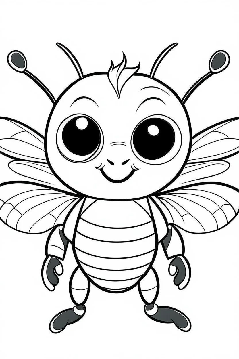 outline art for cute Bee coloring pages with sitch, white background, Sketch style, full body, only use outline, toddlers style, clean line art, white background, no shadows and clear and well outlined.