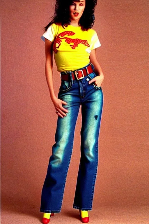 year 1996 denim fashion. Loose, baggy, low waist Combat pants and t-shirt. Colors: denim blue, blue, purple, cream, khaki, light green, lilac, plum, orange, terracotta, red, light yellow, lion yellow, pink, dark blue, beige. leopard, Cheetah, wide belt. Latex in small part. Kylie Minogue, Tyra Banks. leg warmer. Cargo pants.