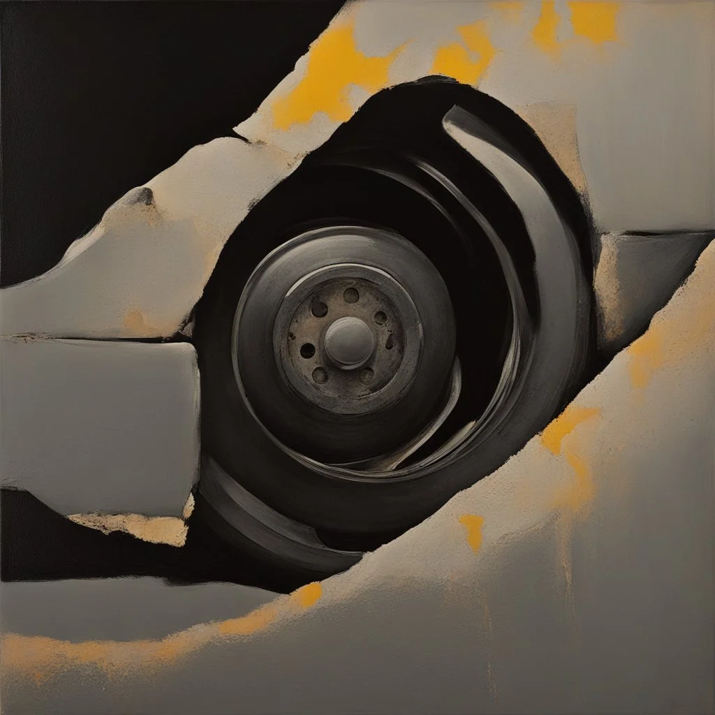 Minimal abstract oil paintings close up car parts and concrete fragments illuminated at night style of Justin Mortimer