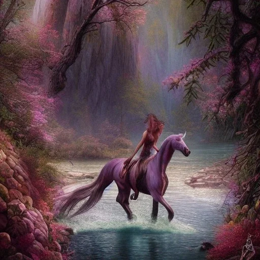 Beautiful Centaur::creature of a combination of a man and a horsehalf horse and half human::Rises from Acheron River::insanely detailed and intricate, colourful, abstract,fantasy,hyperrealism, delicate, high definition, detailed, complex, triadic vibrant colour, by Tom Bagshaw, Asher Brown Durand, Anna Dittmann, Dan Mumford, Magali Villeneuve,Christoper Lovell,