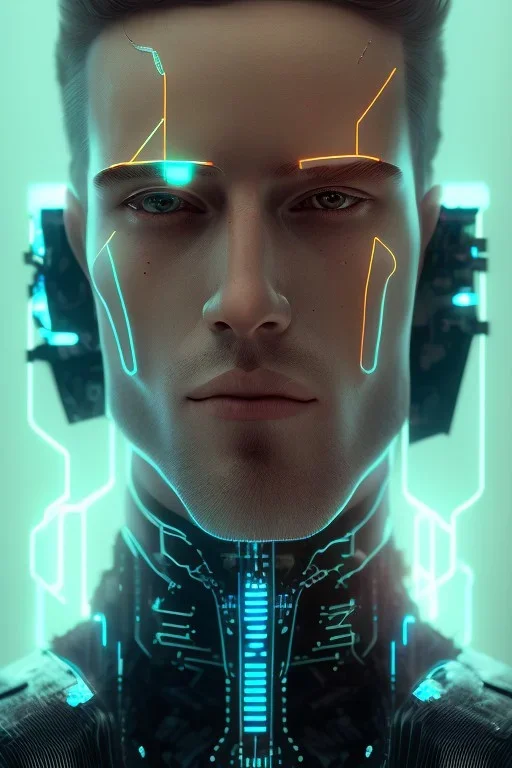 cyberpunk, head, men, portrai, tron