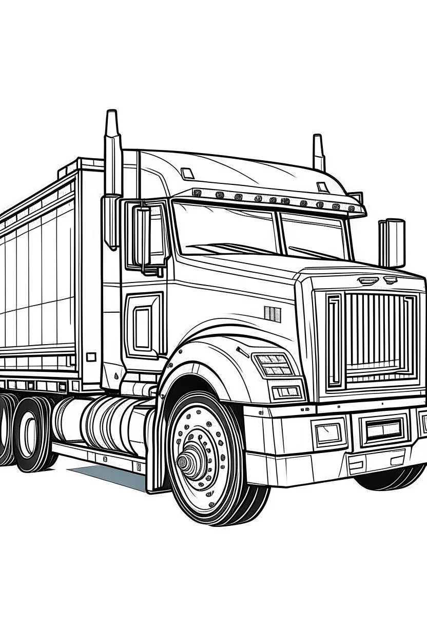 outline art for Truck coloring pages with sitch, white background, Sketch style, full body, only use outline, toddlers style, clean line art, white background, no shadows and clear and well outlined.