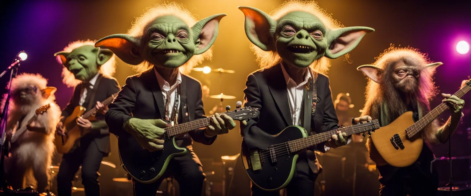 classy fluffy goblin gremlin reggae orchestra holding concert in spectrum