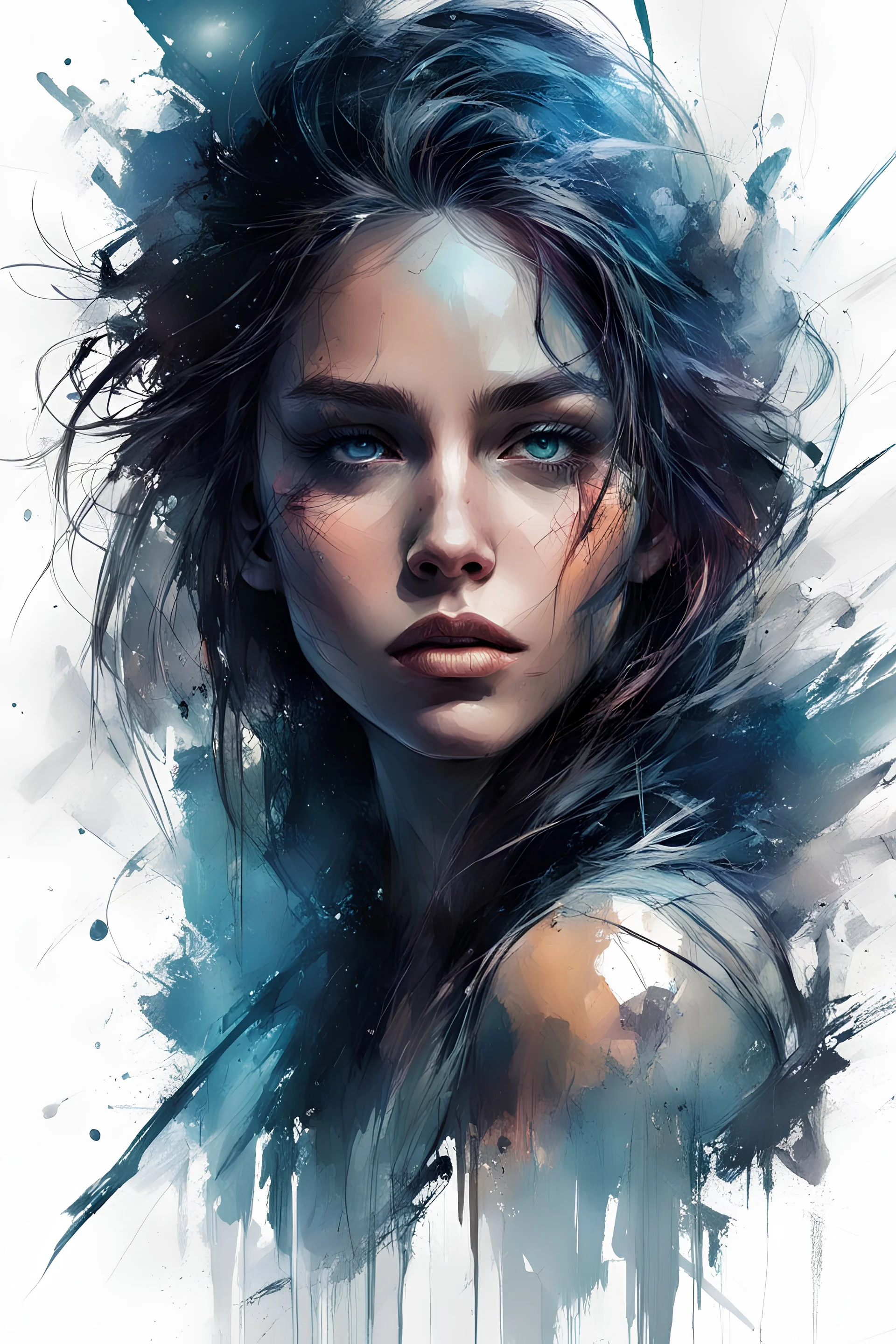 abstract beauty, centered, looking at the camera, approaching perfection, dynamic, moonlight, highly detailed, digital painting, artstation, concept art, smooth, sharp focus, illustration, art by Carne Griffiths and Wadim Kashin