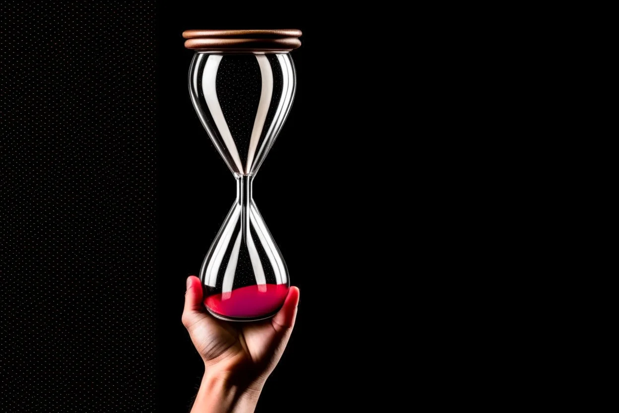 A picture of a person holding a hourglass symbolizes the importance of time management and making the most of it.