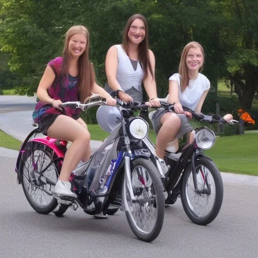 4 girls in 2 bikes