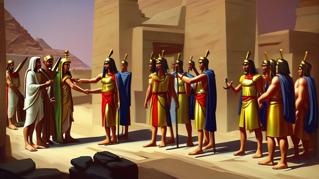 Phoenician soldiers received by the Pharaoh of Egypt for dinner