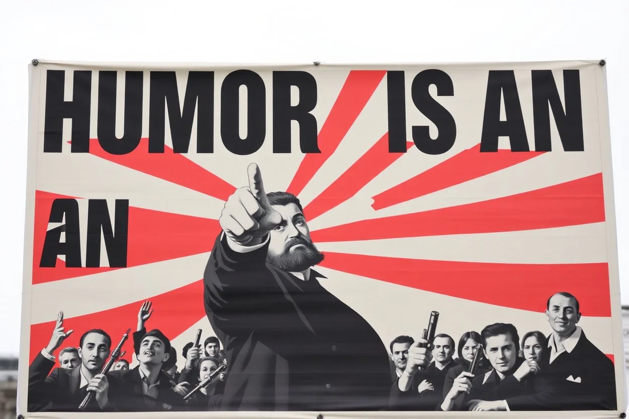 "Humor is an illusion!" propaganda poster