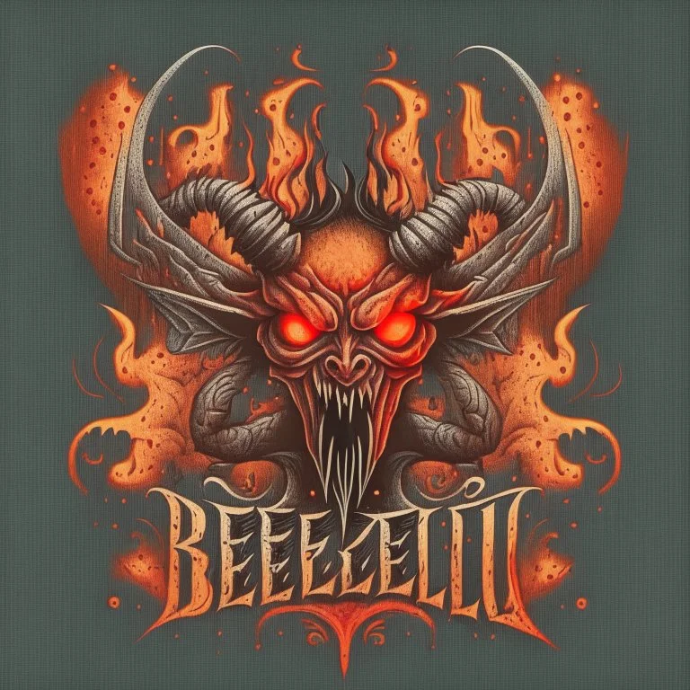 "Craft a compelling and infernal logo for 'Beelzebub,' channeling the essence of this demonic entity. Infuse the design with dark and sinister aesthetics, incorporating devilish symbolism, intricate details, and an overall malevolent atmosphere. Utilize a color palette that conveys the fiery depths of hell, and employ typography that exudes a sense of demonic authority. The logo should evoke fear and fascination, capturing the legendary and malefic nature of Beelzebub."