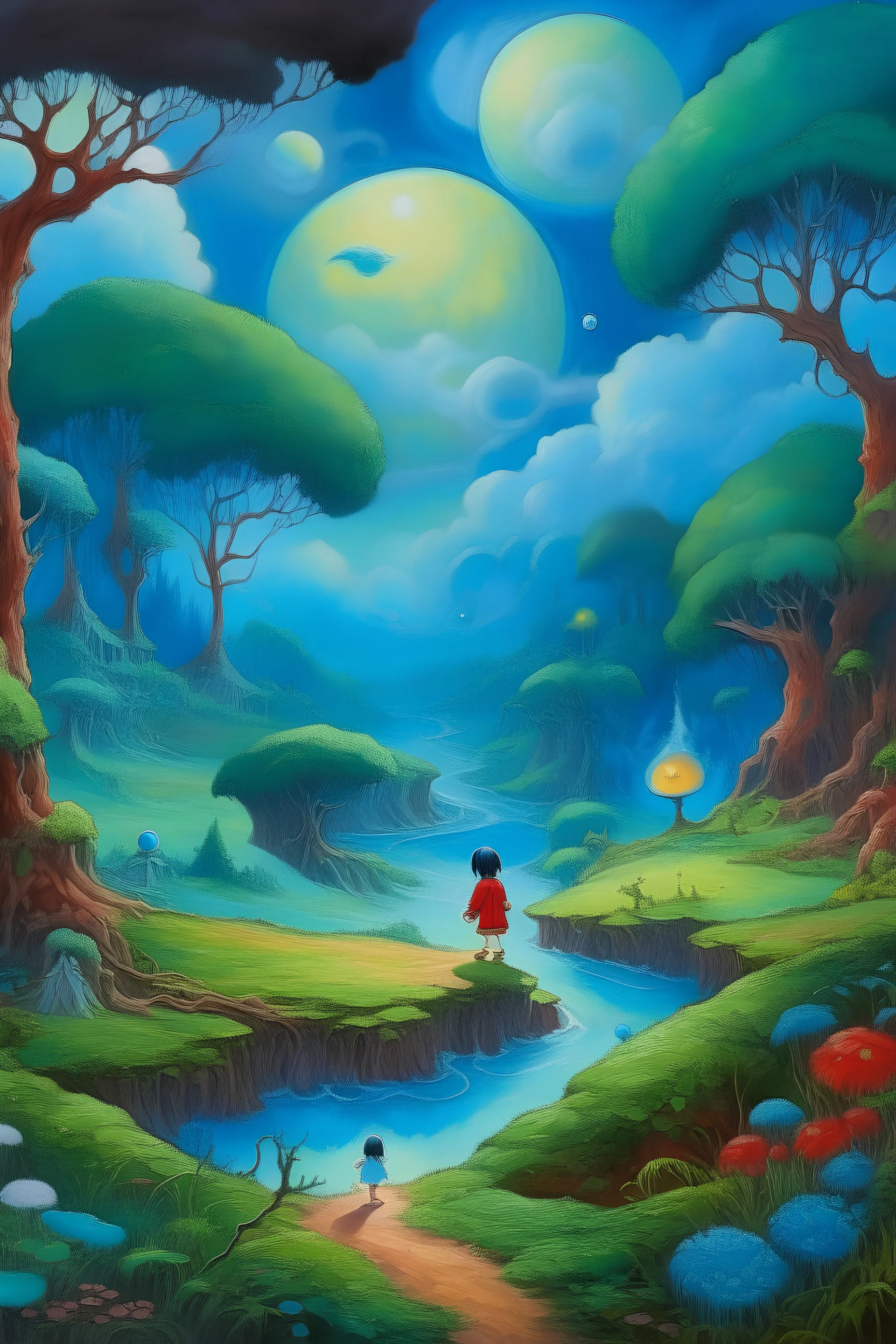 Mystical Dreamscape: Exploring a Hayao Miyazaki-inspired World" oil painting --16:3