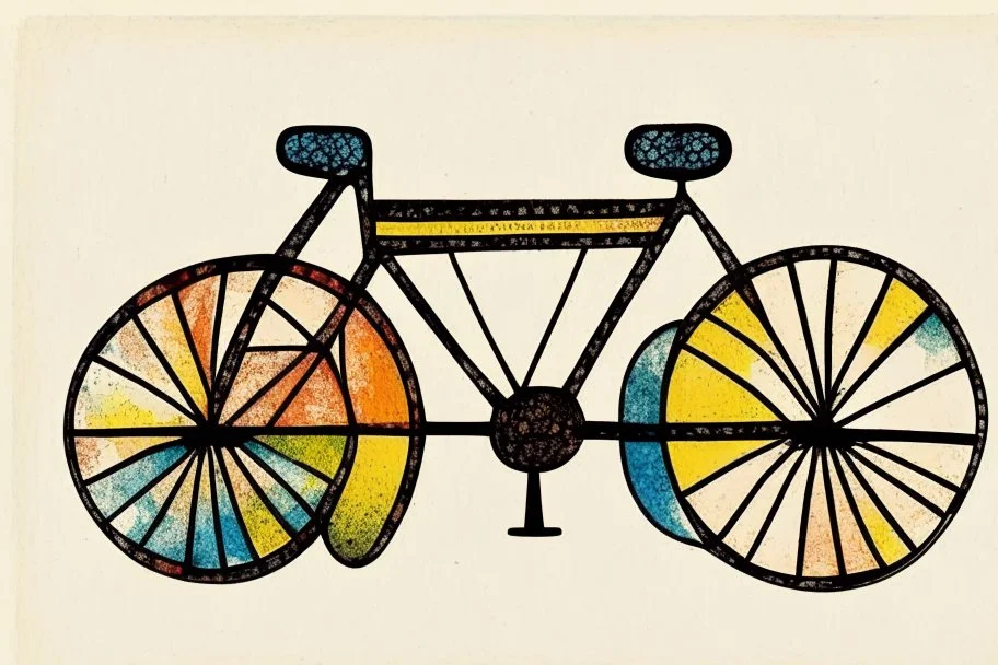 bicycle in the style of Paul klee ink transfer